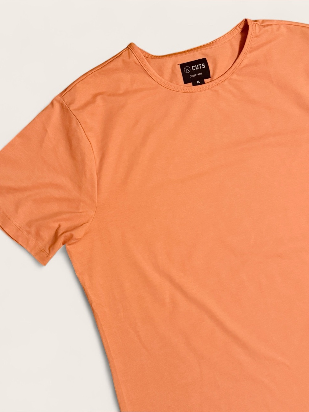 Cuts Clothing Mens XL Burnt Orange AO Curve-Hem Short Sleeve Stretch Tee PYCA